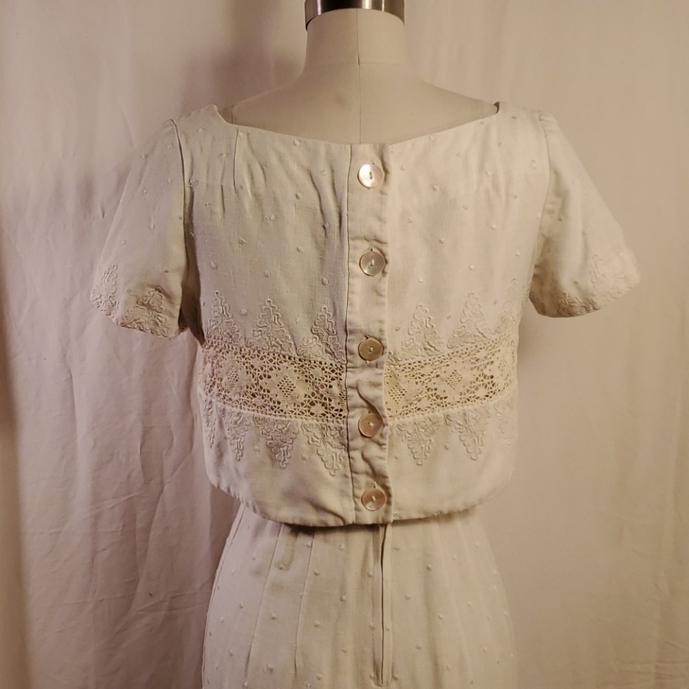 Vintage Cream 2-Piece Linen Dress - Picture 6 of 14